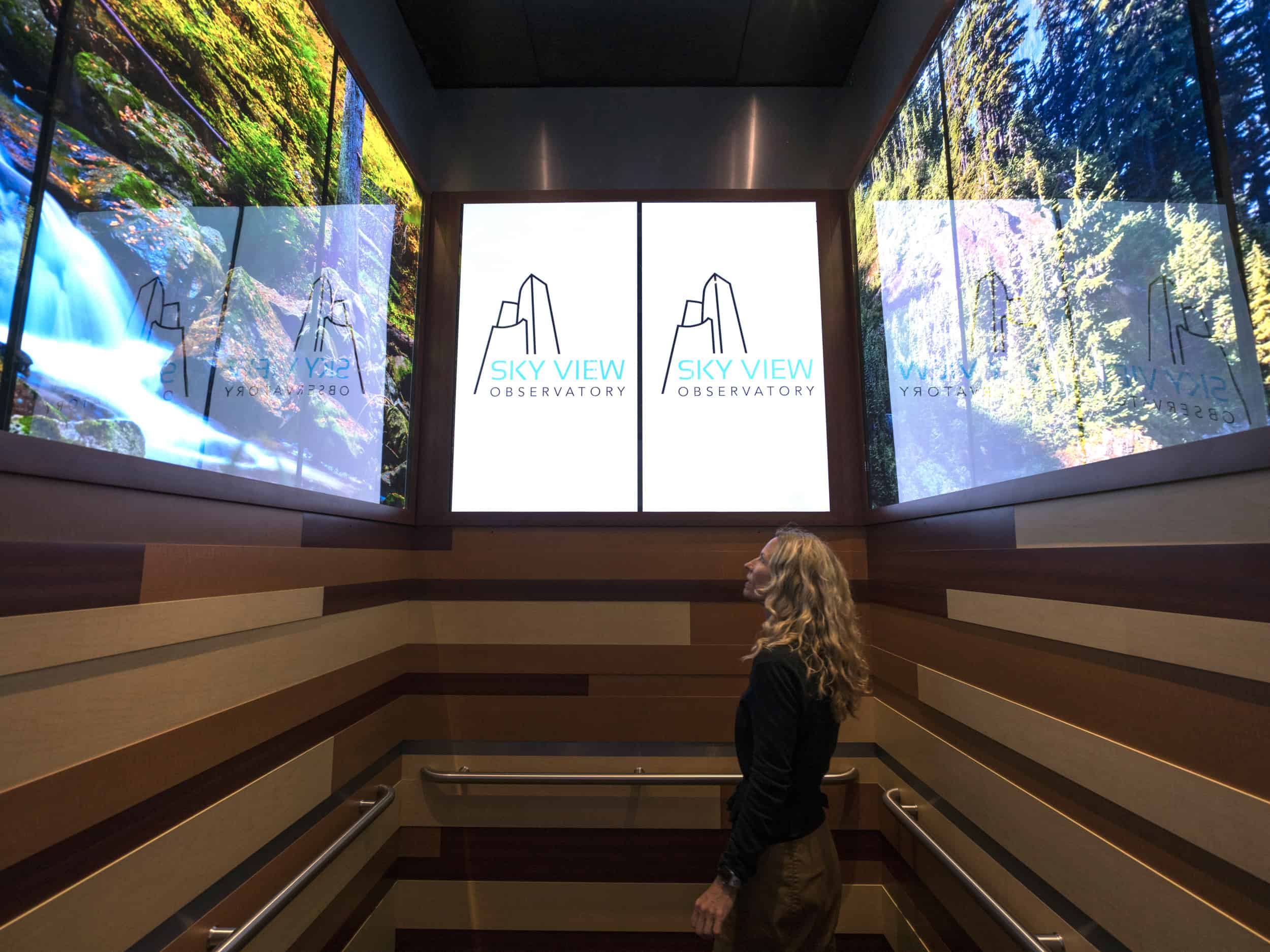 Columbia Center Observation Deck with large digital signage