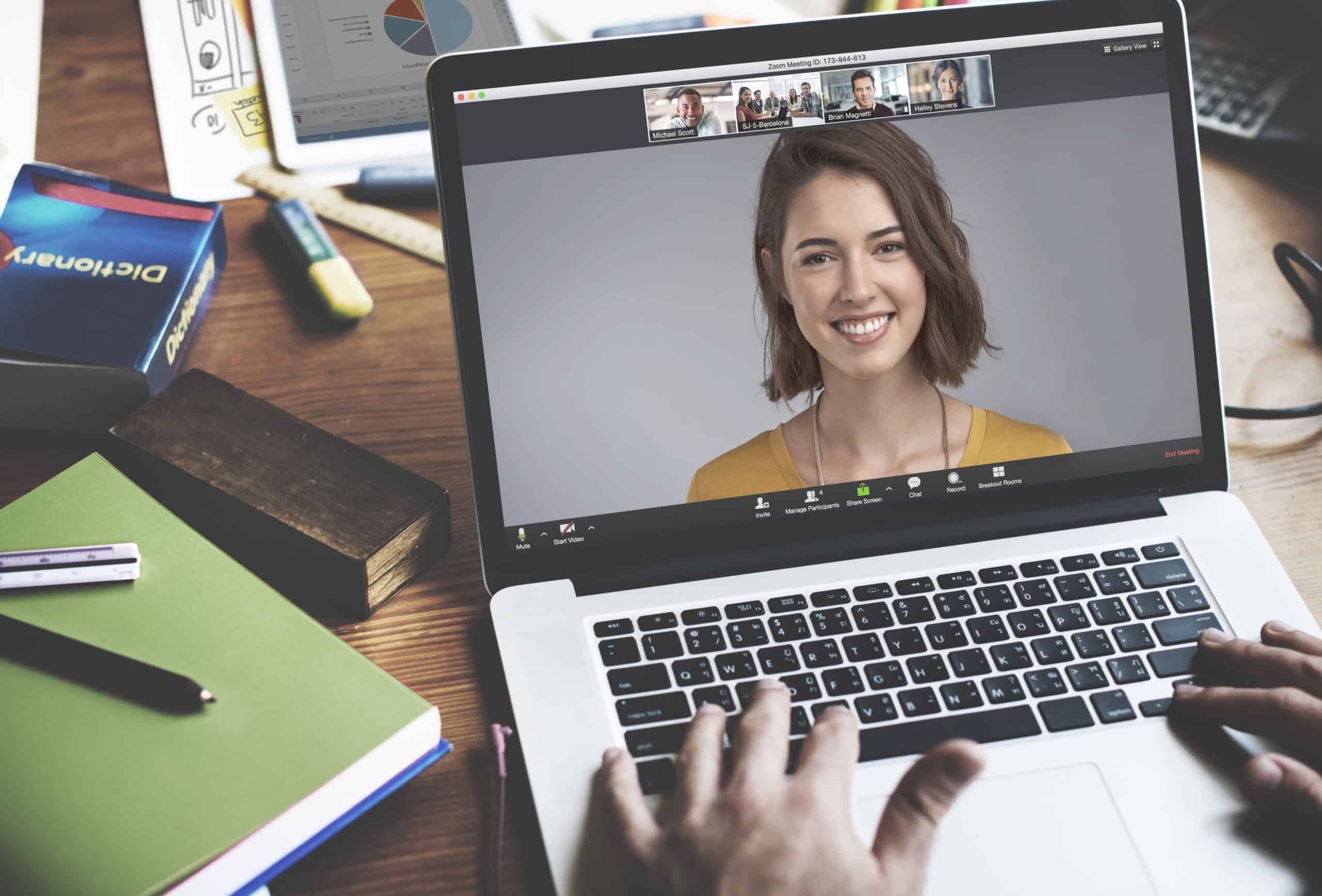 Zoom meeting on laptop