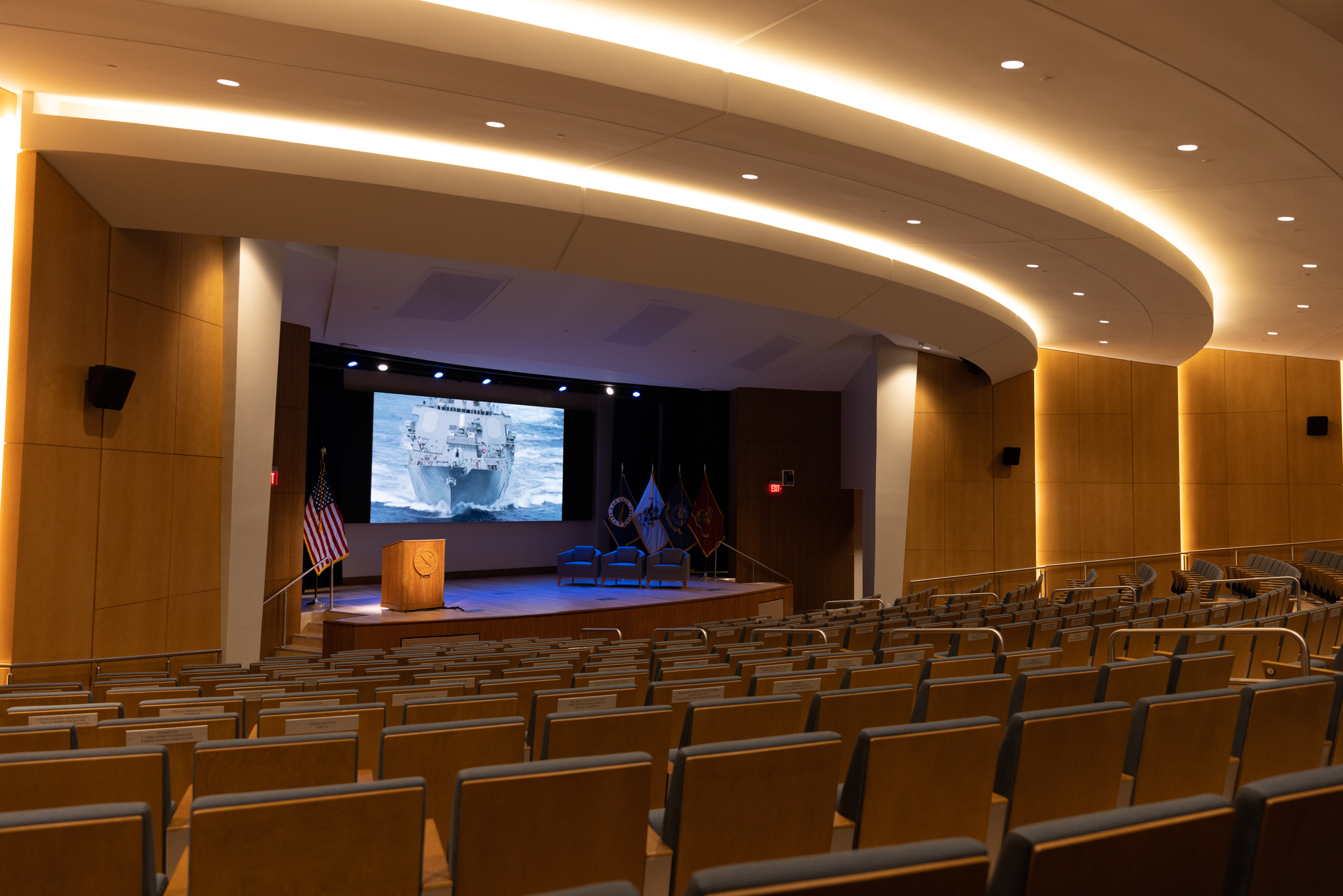 Auditorium with video wall at USNI